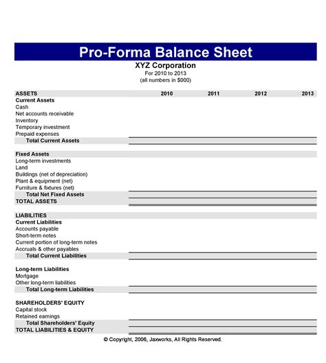 Balance Sheet Printable