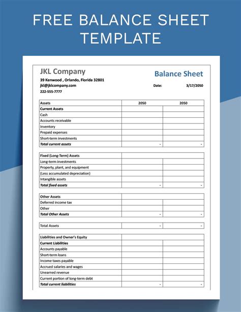 Balnce Sheet Template
