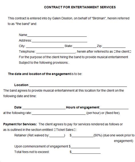 Band Contract Template