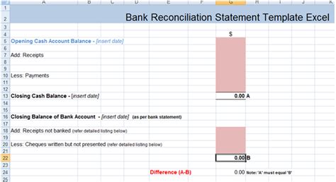 Bank Reconciliation Template Xls
