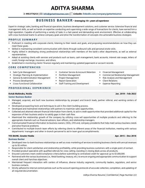 Banker Resume Template