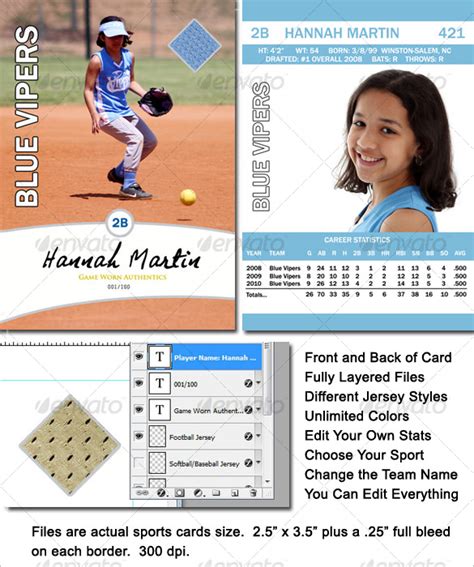 Baseball Card Stats Template