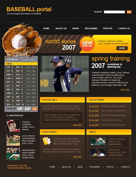 Baseball Web Templates