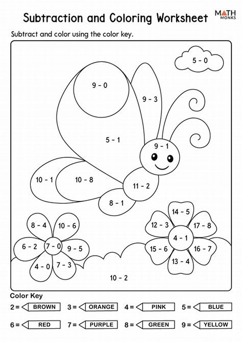 Basic Addition And Subtraction Coloring Worksheets