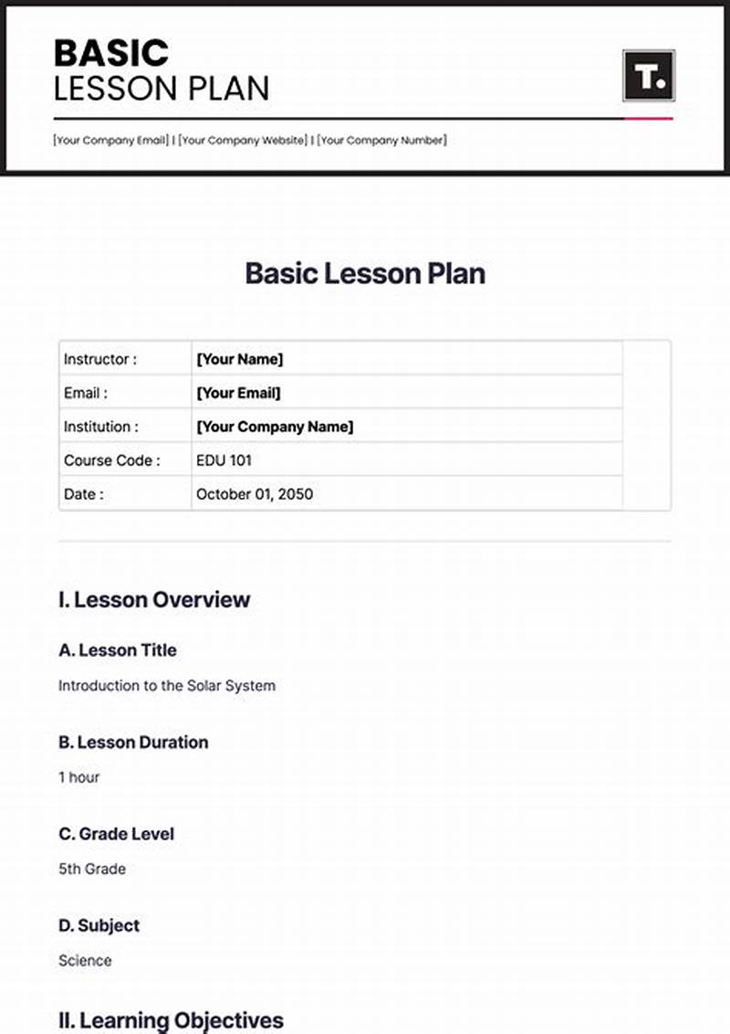 Basic Lesson Plan Template