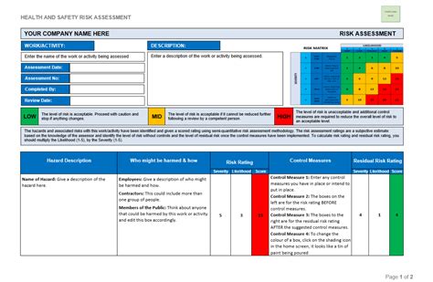 Basic Risk Assessment Template