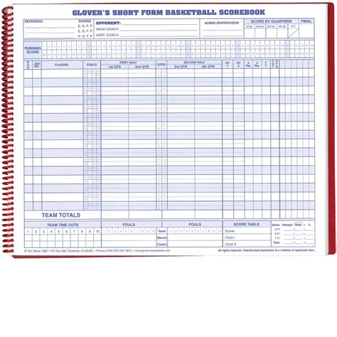 Basketball Scorebook Printable