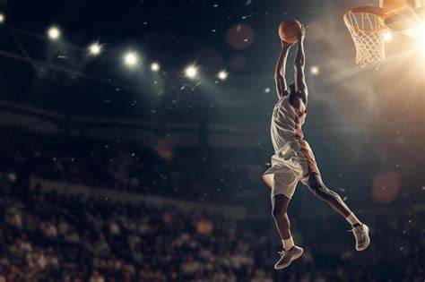 Pemain basket sedang melakukan dive shot
