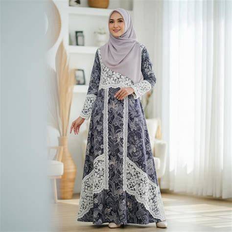 Batik Brokat A-Line Simpel Elegan