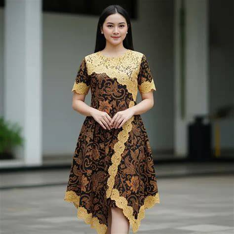 Batik Brokat Asimetris Modern