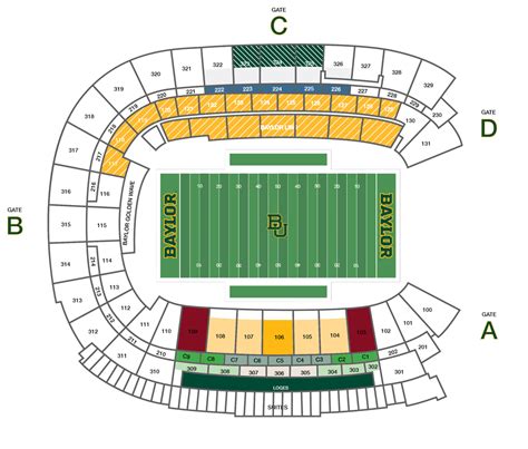 Baylor Bears Football Stadium Seating Chart