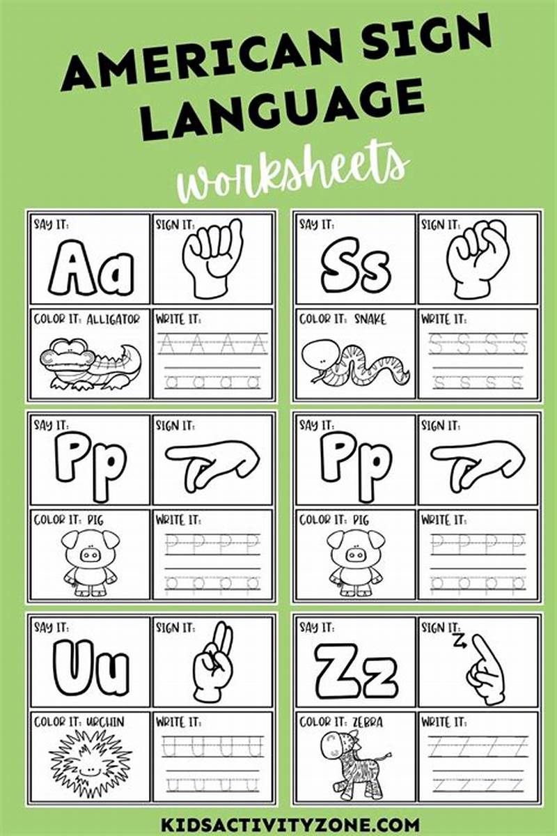 Beginner Printable Sign Language Worksheets