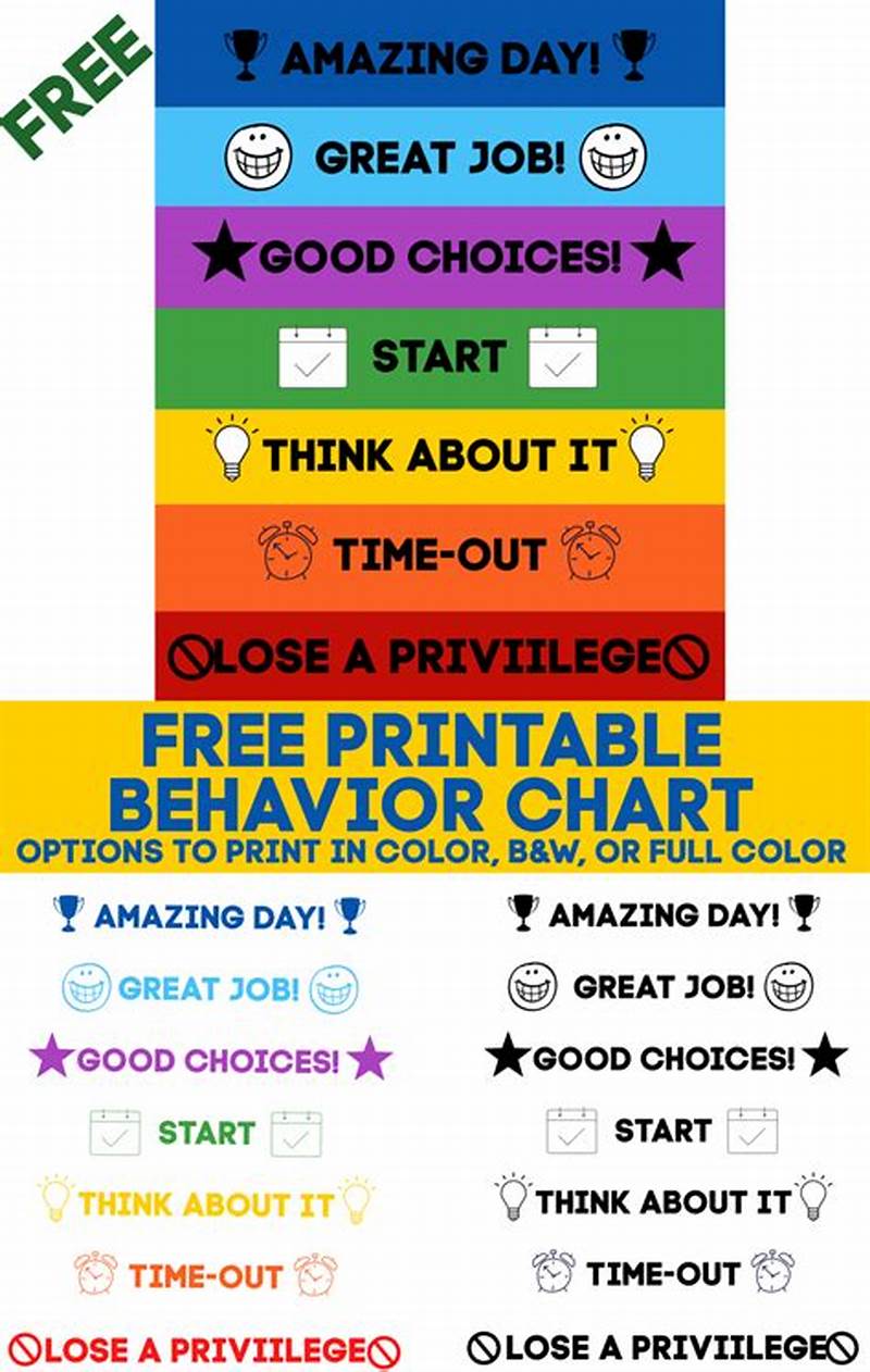 Behavior Chart For Classroom Printable