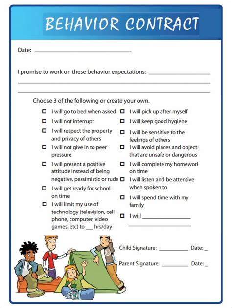 Behavior Contract For Students Template