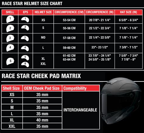 Bell Motorcycle Helmet Size Chart