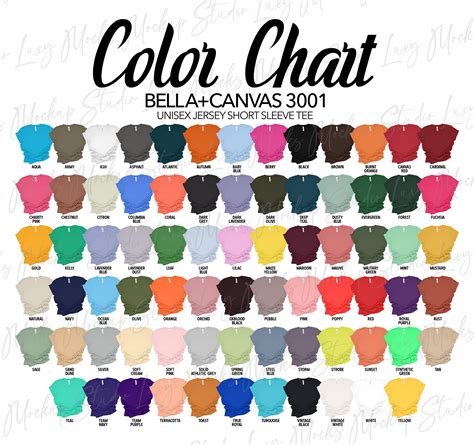 Bella Canvas Color Chart Free