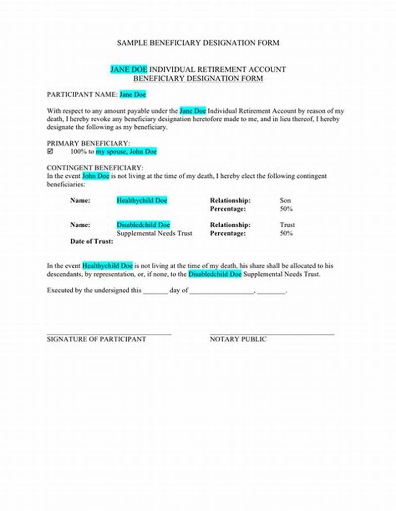 Beneficiary Designation Form Examples