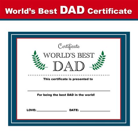 Best Dad Certificate Free Printable