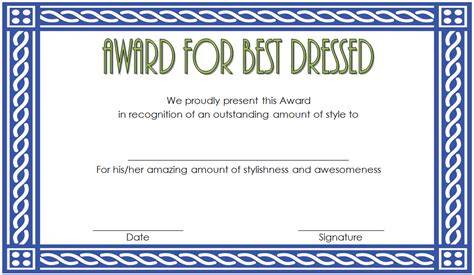 Best Dressed Certificate Printable