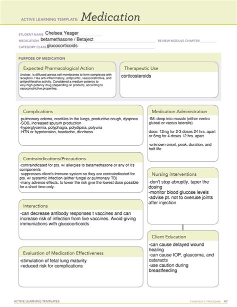 Betamethasone Medication Template
