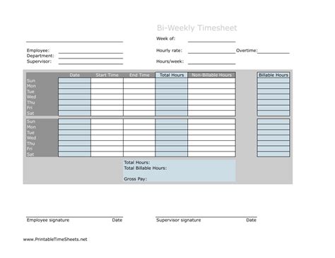 Bi Weekly Timesheet Template