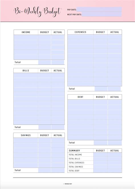 Bi-weekly Budget Template