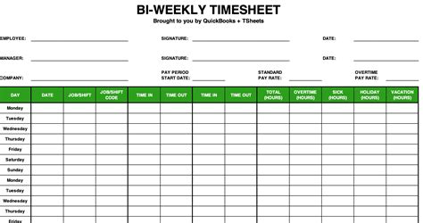 Bi-weekly Timesheet Template