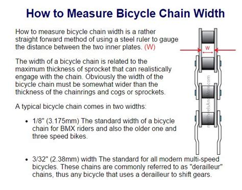 Bicycle Chain Sizes Chart