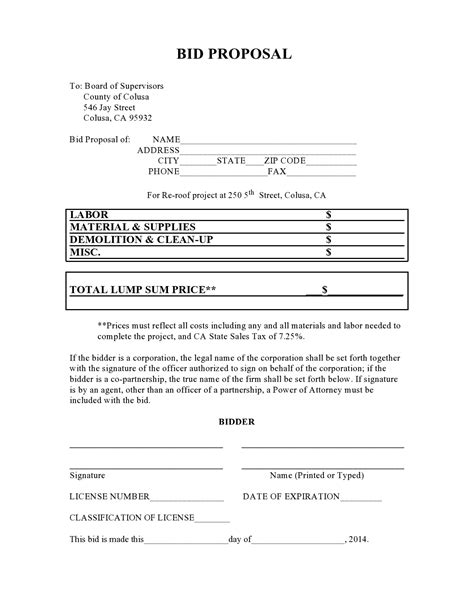 Bid Contract Template