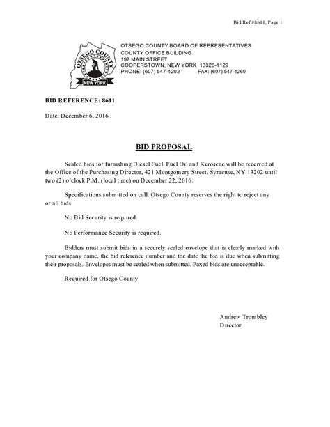 Bid Letter Template
