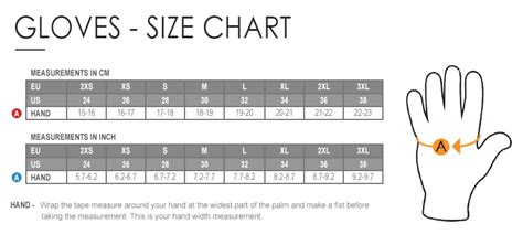 Bike Gloves Size Chart