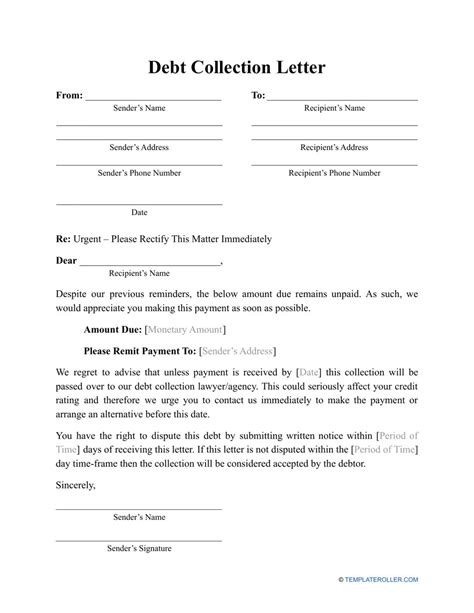 Bill Collection Letter Template