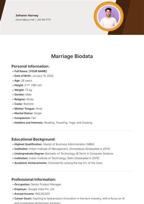 Biodata Template For Marriage