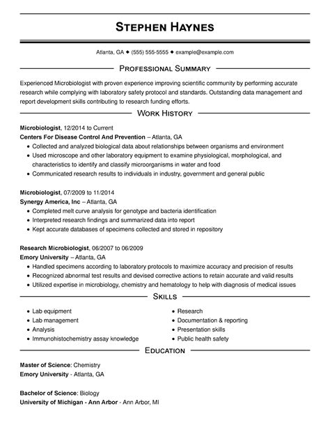 Biology Resume Template
