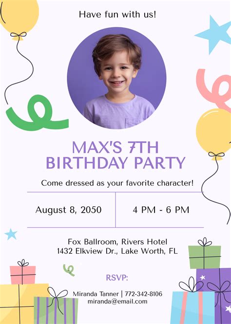 Birthday Card Invitation Template