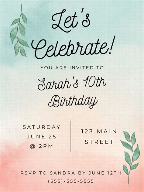 Birthday Celebration Invitation Template