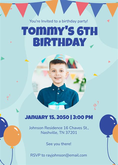 Birthday Invitation Card Template Free