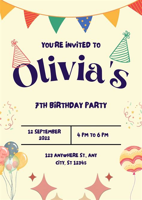 Birthday Party Invites Template