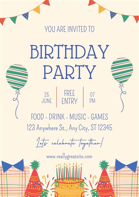 Birthday Party Printable Invites For Main Event
