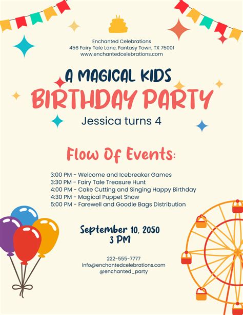 Birthday Party Program Template