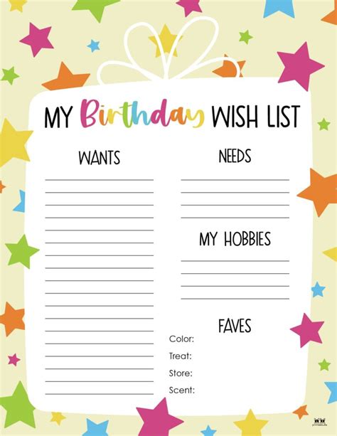 Birthday Wishlist Template