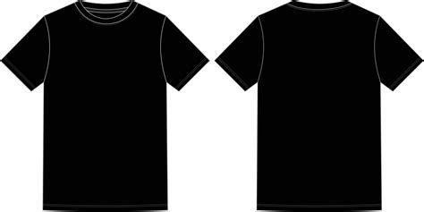 Black T Shirt Template Front And Back Vector