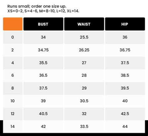 Blanc Noir Size Chart