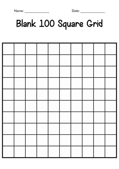 Blank 100 Square Printable Free