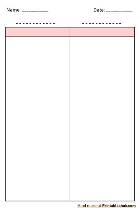 Blank Comparison Chart Template