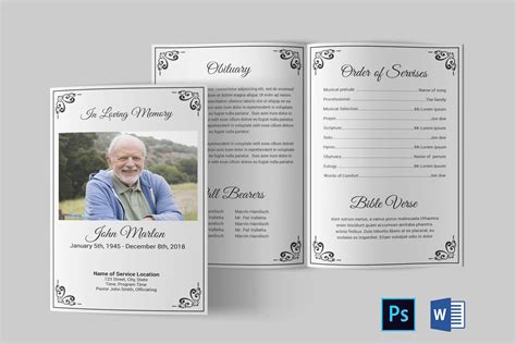 Blank Funeral Program Template Word