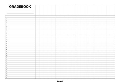 Blank Gradebook Template