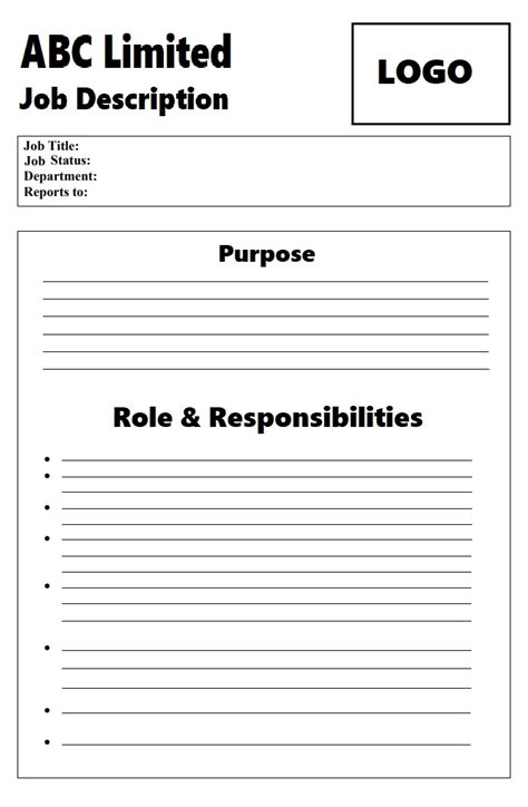 Blank Job Description Template