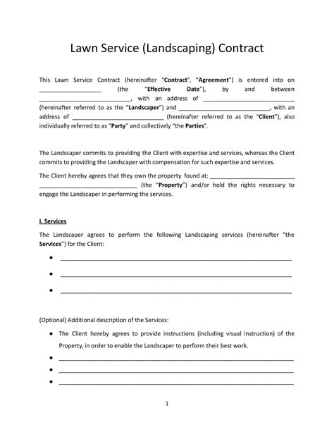 Blank Landscaping Contract Template