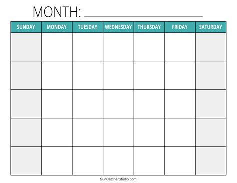 Blank Monthly Calendar Templates